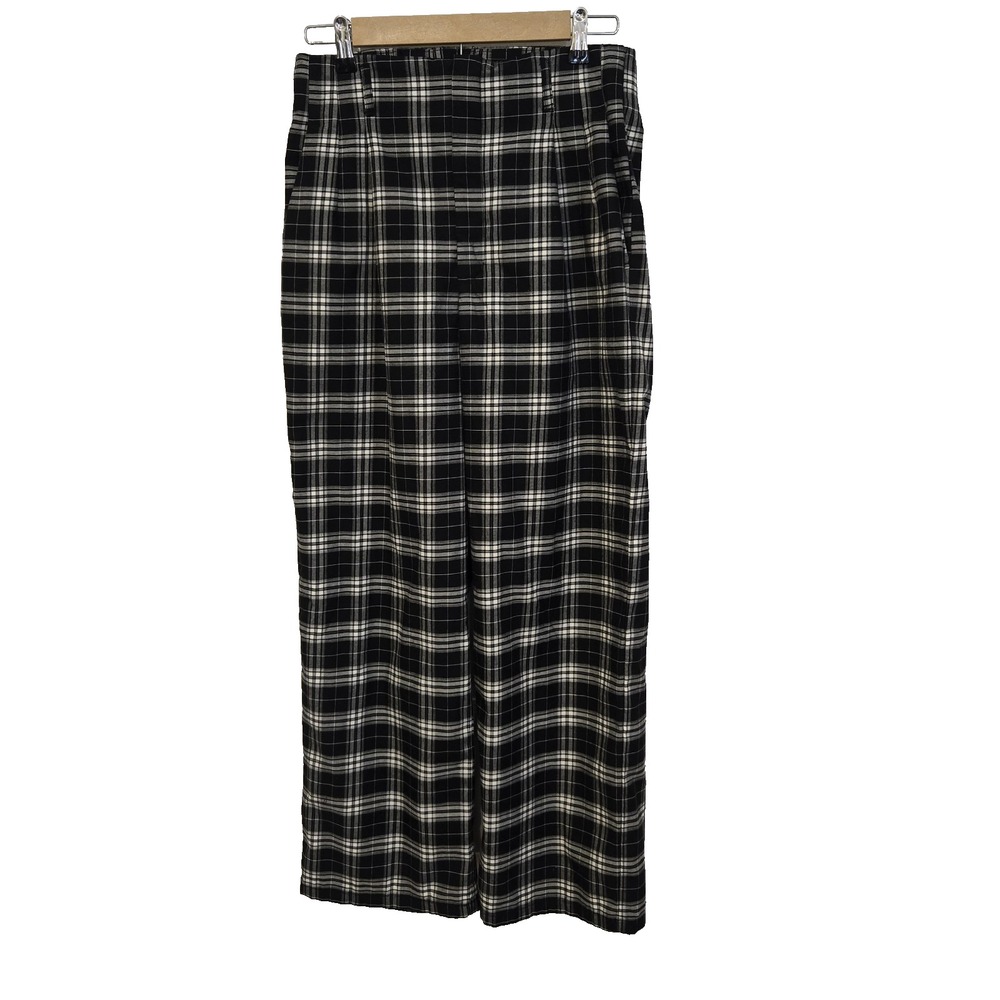GU Women's Dress Pants Black White Plaid High Rise Straight Size 10 - Picture 3 of 10